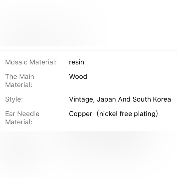 Natural Wood Patchwork  Foil Water Drop Earrings - Picture 4 of 4